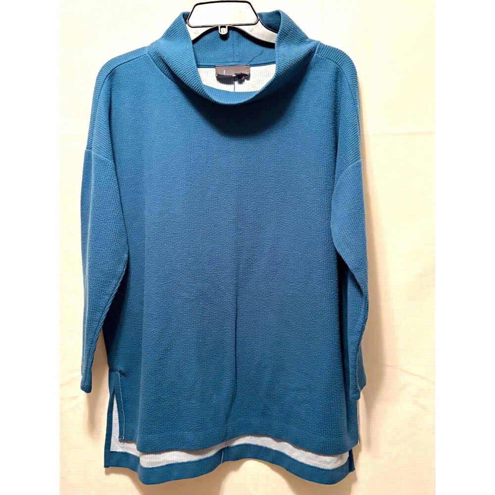 Anthropology Blue Knit Solid Cowl Neck Pullover Long Sleeve Women's M